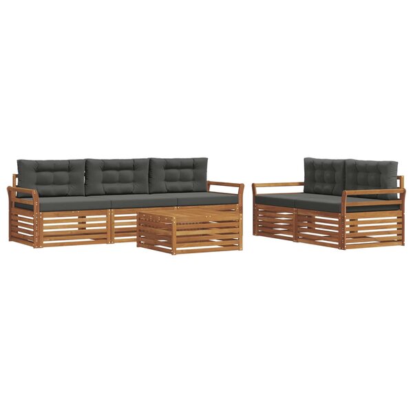 vidaXL Ensemble de canapés d'extérieur 6 pc Naturel et Anthracite