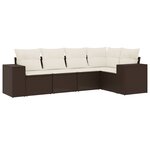 vidaXL Salon de jardin avec coussins 5 Pièces marron résine tressée