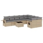 vidaXL Salon de jardin avec coussins 10 Pièces beige résine tressée