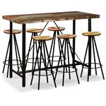 vidaXL Ensemble de bar 7 Pièces Bois massif recyclé