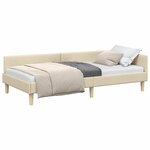 vidaXL Cadre de lit d'angle avec tête de lit Crème 90 x 190 cm tissu