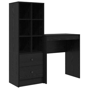 vidaXL Bureau avec tiroir avec étagère avec stockage 2 Pièces Chêne noir