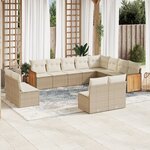 vidaXL Salon de jardin avec coussins 12 Pièces beige résine tressée
