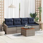 vidaXL Ensemble de canapé de jardin 5 Pièces gris et bleu marine