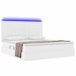 vidaXL Lit avec rangement et LED Blanc pur 200 x 200 cm Simili cuir