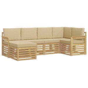 vidaXL Ensemble de canapés d'extérieur 6 Pièces Blanc et Beige