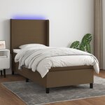 vidaXL Sommier à lattes de lit matelas LED Marron foncé 90x200cm Tissu