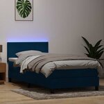 vidaXL Sommier à lattes de lit et matelas et LED bleu foncé 80x210 cm velours