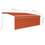 vidaXL Auvent manuel rétractable et store et LED 4 5x3 m Orange/marron