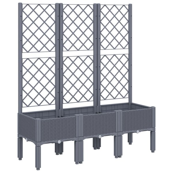 vidaXL Jardinière avec treillis gris 120x40x142 cm PP