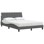 vidaXL Lit avec matelas gris foncé 140x200 cm tissu