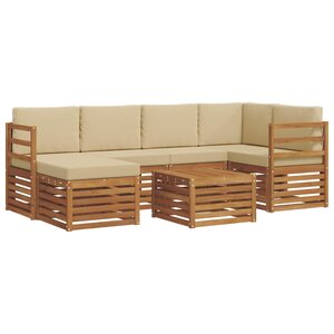 vidaXL Ensemble de canapé d'angle avec coussin 7 Pièces Naturel et Beige