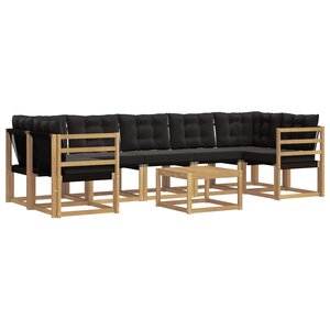 vidaXL Ensemble de canapés d'extérieur 8 Pièces Blanc et noir