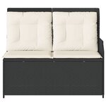 vidaXL Banc inclinable de jardin avec coussins noir résine tressée