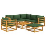 vidaXL Salon de jardin 8 Pièces avec coussins vert bois massif