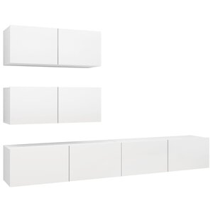 vidaXL Ensemble de meubles TV 4 Pièces Blanc Bois d'ingénierie