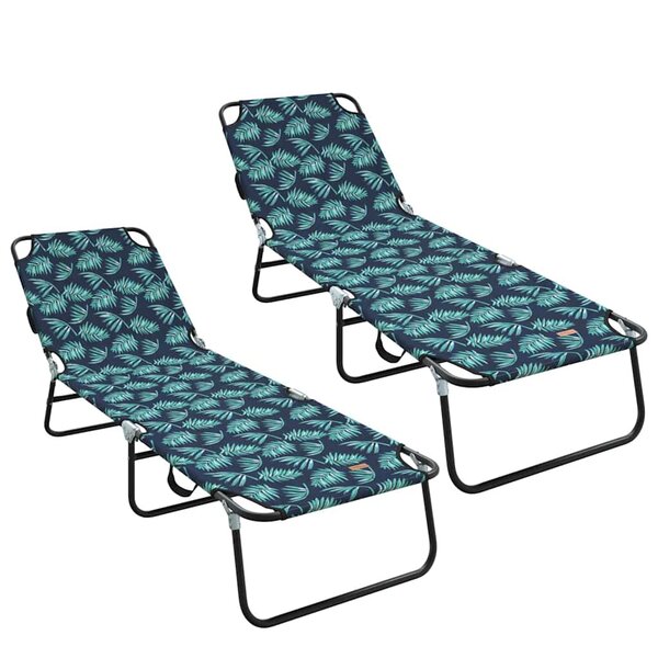 vidaXL Chaise longue pliante 2 Pièces Vert 56 x 189 x 87 cm tissu