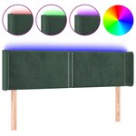 vidaXL Tête de lit à LED Vert foncé 147x16x78/88 cm Velours