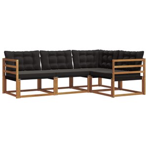 vidaXL Ensemble de canapés d'extérieur 4 pc Naturel et Noir