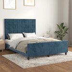 vidaXL Cadre de lit avec tête de lit Bleu foncé 140x190 cm Velours