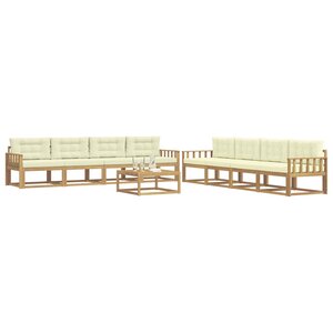 vidaXL Ensemble de canapés d'extérieur 9 Pièces Blanc et crème