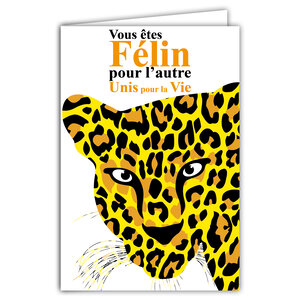 Carte FLUO Félicitations UNION MARIAGE Félin pour l'autre Avec Enveloppe 12x17cm