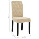 Vidaxl chaises à manger lot de 2 crème velours