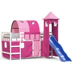 vidaXL Lit mezzanine enfants avec tour rose 90x190 cm bois pin massif