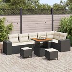 vidaXL Ensemble de canapé de jardin 9 Pièces Noir polyrotin