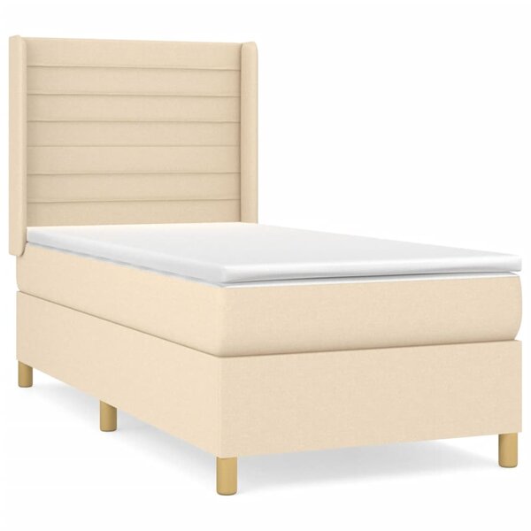 vidaXL Sommier à lattes de lit avec matelas Crème 100x200 cm Tissu