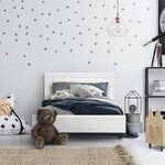 EDOUARD Lit enfant contemporain- Simili Blanc - Sommier inclus - 90 x 190 cm