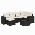 vidaXL Salon de jardin 7 Pièces avec coussins noir résine tressée