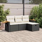 vidaXL Salon de jardin 4 Pièces avec coussins noir résine tressée