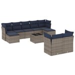 vidaXL Salon de jardin 10 Pièces avec coussins gris résine tressée
