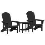 vidaXL Chaise de jardin 3 Pièces Noir Polyéthylène