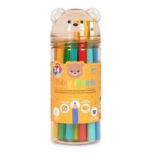 Set de 24 Crayons de Couleur avec Taille-crayon - Ours