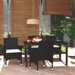 vidaXL Ensemble à dîner de jardin avec coussins 5 Pièces poly rotin noir