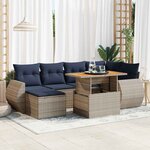 vidaXL Salon de jardin avec coussins 7 Pièces gris résine tressée