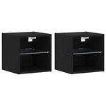 vidaXL Ensemble meuble TV Montage mural 2 Pièces Noir 30 x 28 5 x 30 cm