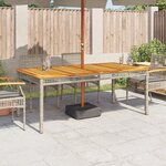 vidaXL Table de jardin gris 180x90x75 cm résine tressée et bois acacia