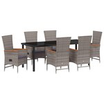 vidaXL Ensemble de salle à manger pour jardin avec coussin 7 Pièces Gris