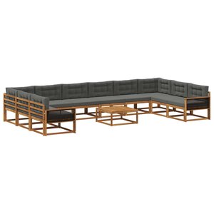 vidaXL Ensemble de canapés d'extérieur 11 Pièces Naturel et Anthracite