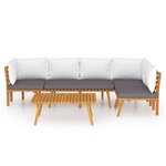 Salon de jardin meuble d'extérieur ensemble de mobilier 5 pièces avec coussins bois d'acacia solide 02_0016317