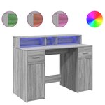 vidaXL Bureau et lumières LED sonoma gris 120x55x91cm bois ingénierie