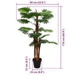 vidaXL Palmier Artificiel avec Feuilles en Éventail Vert