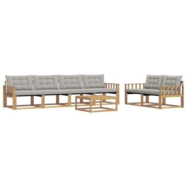 vidaXL Ensemble de canapés d'extérieur 7 Pièces Blanc et gris clair