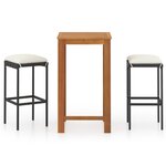 vidaXL Ensemble de bar de jardin avec coussins 3 Pièces Noir