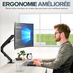 ACROPAQ Support Écran PC 17" à 27- Bras Moniteur Universel à Ressort- Rotation 360°- Epaisseur Bureau 10-80mm- Montage Rapide- Noir