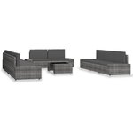 vidaXL Salon de jardin 10 Pièces Résine tressée Gris