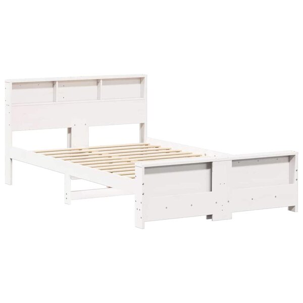 vidaXL Cadre de lit Blanc 135 x 190 cm Bois massif en pin